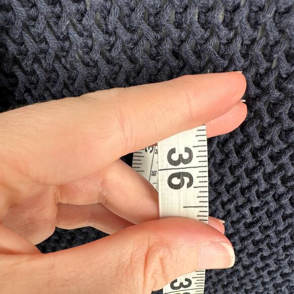 Allison Joy Evereve Cardigan Sweater Small Navy Blue Hooded Open Knit Beachy - Picture 9 of 9